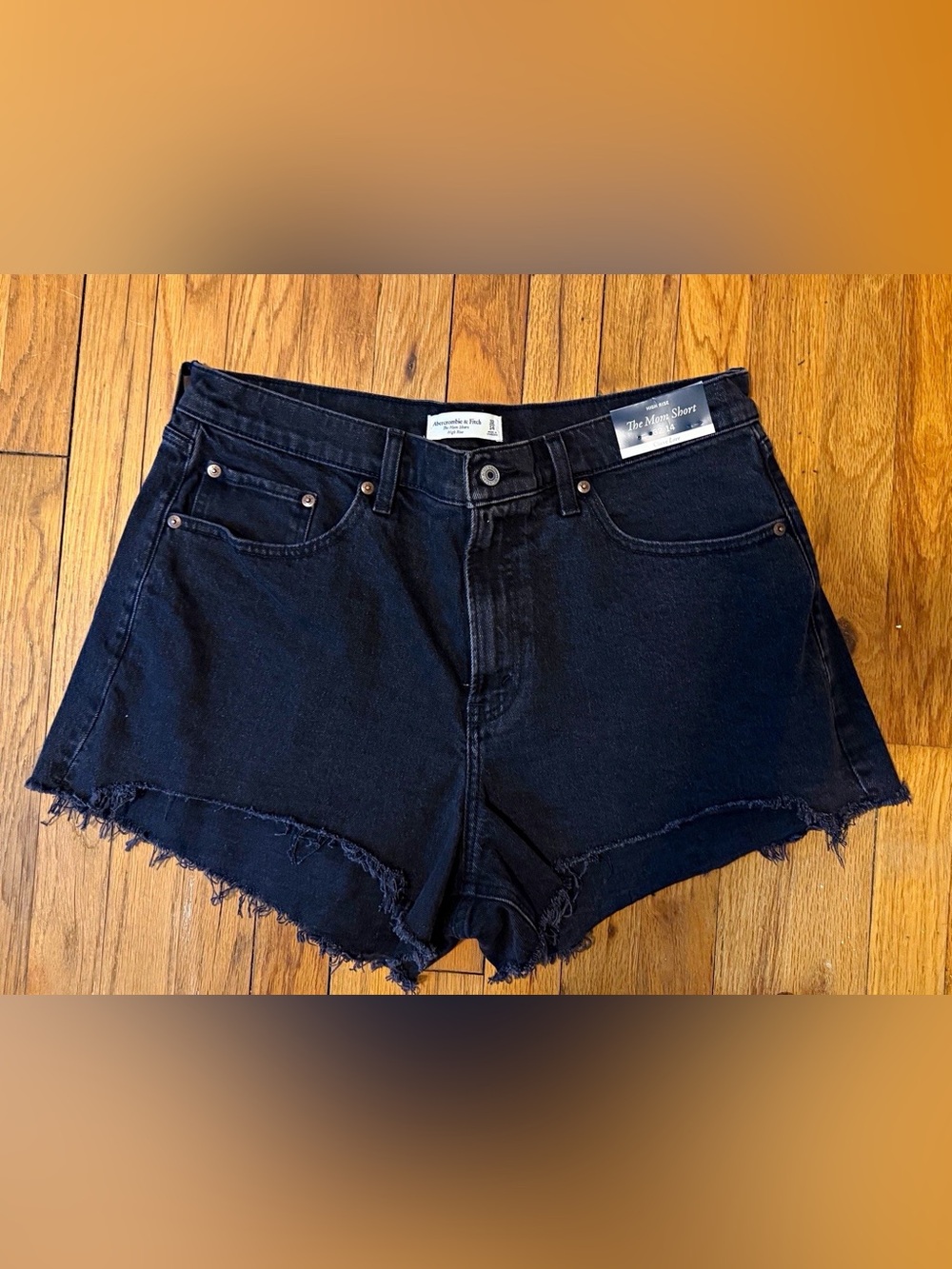 Abercrombie & Fitch Black The Mom Short High-Rise Denim Shorts Curve Love